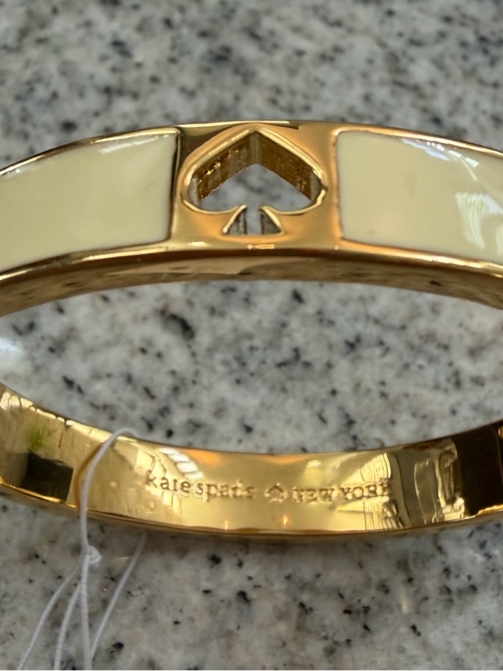 kate spade gold & cream enamel hinged bangle bracelet - new, never worn w/tag.